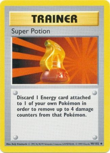 Pokemon Card - Base 90/102 - SUPER POTION (uncommon) [Shadowless] *Played*:  BBToyStore.com - Toys, Plush, Trading Cards, Action Figures & Games online  retail store shop sale