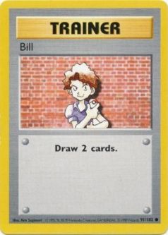 Pokemon Card - Base 91/102 - BILL (common) **Shadowless**