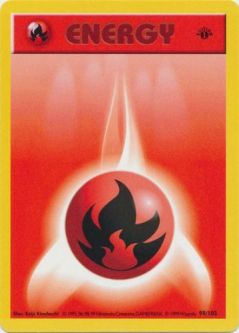Pokemon Card - Base 98/102 - FIRE ENERGY (common) *1st Edition*