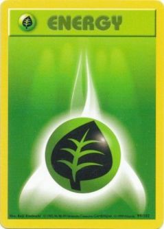 Pokemon Card - Base 99/102 - GRASS ENERGY (common) **Shadowless**