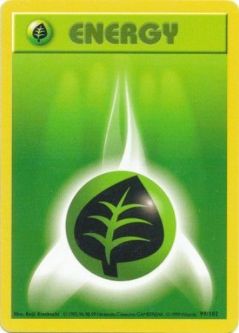 Pokemon Card - Base 99/102 - GRASS ENERGY (common) [Shadowless] *Played*
