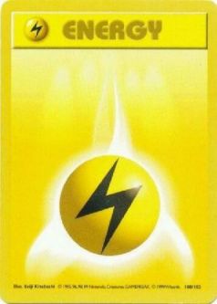 Pokemon Card - Base 100/102 - LIGHTNING ENERGY (common) [Shadowless] *Played*