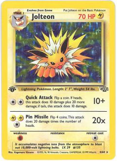 Pokemon Card - Jungle 4/64 - JOLTEON (holo-foil) **1st Edition**