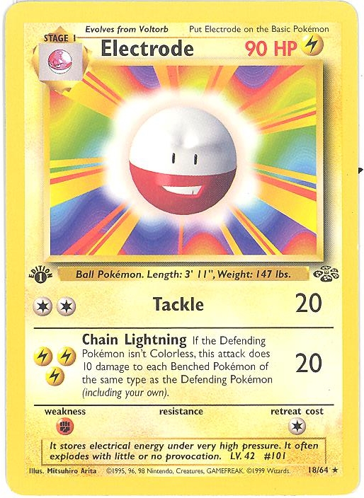 Pokemon Card Jungle 18/64 ELECTRODE (rare) **1st Edition** (Art