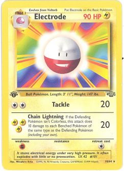 Pokemon Card - Jungle 18/64 - ELECTRODE (rare) *1st Edition* (Art Misprint) *Played*