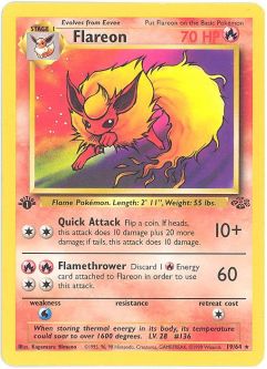Pokemon Card - Jungle 19/64 - FLAREON (rare) **1st Edition**