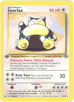 Pokemon Card - Jungle 27/64 - SNORLAX (rare) **1st Edition**