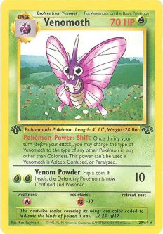 Pokemon Card - Jungle 29/64 - VENOMOTH (rare) **1st Edition**