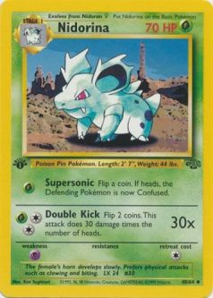 Pokemon Card - Jungle 40/64 - NIDORINA (uncommon) *1st Edition*