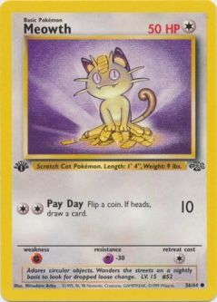 Pokemon Card - Jungle 56/64 - MEOWTH (common) **1st Edition**