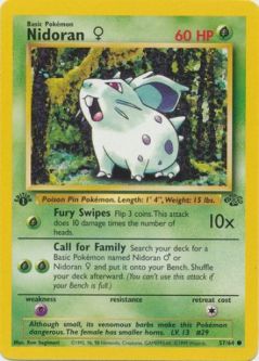Pokemon Card - Jungle 57/64 - NIDORAN F (common) **1st Edition**
