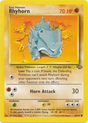 Pokemon Card - Jungle 61/64 - RHYHORN (common): BBToyStore.com - Toys, Plush, Trading Cards, Action Figures & Games online retail store shop sale Pokemon Card - Jungle 61/64 - RHYHORN (common): BBToyStore.com - Toys, Plush, Trading Cards, Action Figures & Games online retail store shop sale