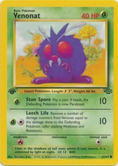 Pokemon Card - Jungle 63/64 - VENONAT (common) **1st Edition**