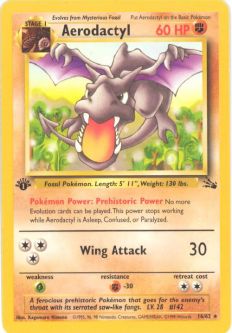 Pokemon Card - Fossil 16/62 - AERODACTYL (rare) **1st Edition**