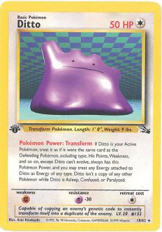 Pokemon Card - Fossil 18/62 - DITTO (rare) **1st Edition**