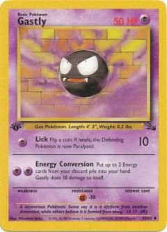 Pokemon Card - Fossil 33/62 - GASTLY (uncommon) **1st Edition**