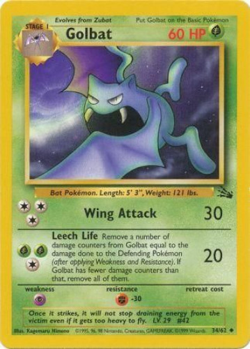 Pokemon Card - Fossil 34/62 - GOLBAT (uncommon): BBToyStore.com - Toys,  Plush, Trading Cards, Action Figures & Games online retail store shop sale