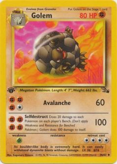 Pokemon Card - Fossil 36/62 - GOLEM (uncommon) **1st Edition**