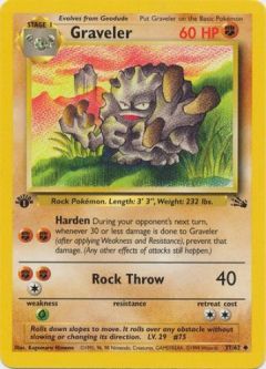 Pokemon Card - Fossil 37/62 - GRAVELER (uncommon) *1st Edition*