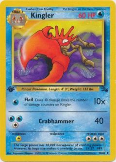 Pokemon Card - Fossil 38/62 - KINGLER (uncommon) **1st Edition**
