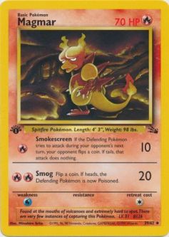 Pokemon Card - Fossil 39/62 - MAGMAR (uncommon) **1st Edition**