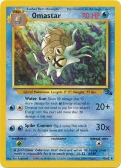 Pokemon Card - Fossil 40/62 - OMASTAR (uncommon)