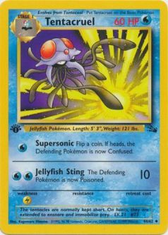 Pokemon Card - Fossil 44/62 - TENTACRUEL (uncommon) **1st Edition**