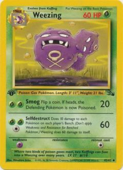 Pokemon Card - Fossil 45/62 - WEEZING (uncommon) **1st Edition**
