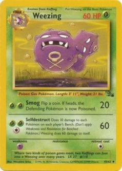 Pokemon Card - Fossil 45/62 - WEEZING (uncommon)