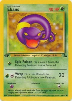 Pokemon Card - Fossil 46/62 - EKANS  (common) **1st Edition**