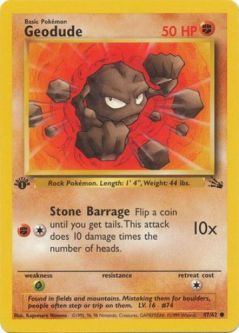 Pokemon Card - Fossil 47/62 - GEODUDE (common) *1st Edition*