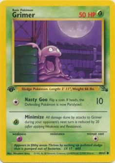 Pokemon Card - Fossil 48/62 - GRIMER (common) **1st Edition**