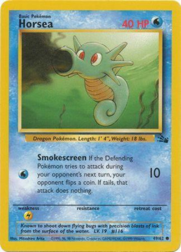 pokemon card fossil set Pokemon Card - Fossil 49/62 - HORSEA (common): BBToyStore.com