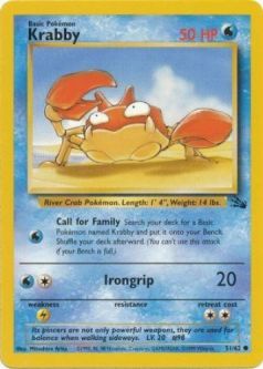 Pokemon Card - Fossil 51/62 - KRABBY (common)