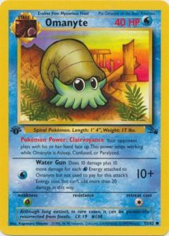 Pokemon Card - Fossil 52/62 - OMANYTE (common) **1st Edition**