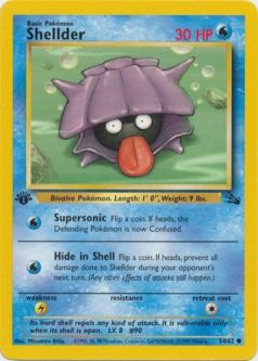 Pokemon Card - Fossil 54/62 - SHELLDER (common) *1st Edition*