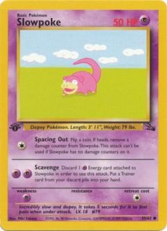 Pokemon Card - Fossil 55/62 - SLOWPOKE (common) **1st Edition**