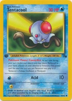 Pokemon Card - Fossil 56/62 - TENTACOOL (common) **1st Edition**