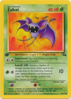 Pokemon Card - Fossil 57/62 - ZUBAT (common) *1st Edition*