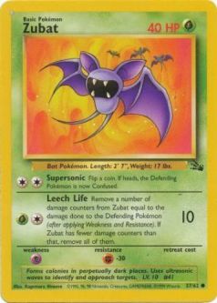 Pokemon Card - Fossil 57/62 - ZUBAT (common)