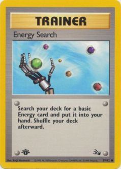 Pokemon Card - Fossil 59/62 - ENERGY SEARCH (common) **1st Edition**
