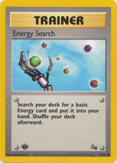 Pokemon Card - Fossil 59/62 - ENERGY SEARCH (common) *1st Edition*