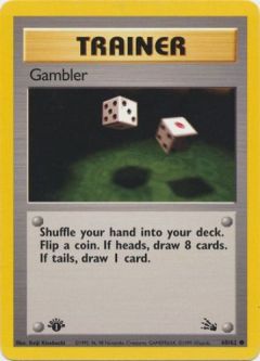 Pokemon Card - Fossil 60/62 - GAMBLER (common) **1st Edition**