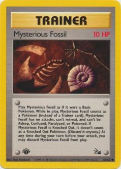 Pokemon Card - Fossil 62/62 - MYSTERIOUS FOSSIL (common) **1st Edition**