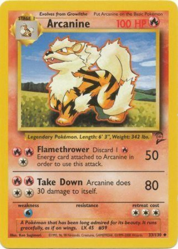 Pokemon Card - Base 2 Set 33/130 - ARCANINE (uncommon)