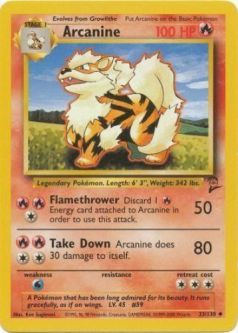 Pokemon Card - Base 2 Set 33/130 - ARCANINE (uncommon)