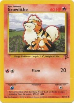 Pokemon Card - Base 2 Set 42/130 - GROWLITHE (uncommon)