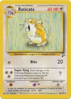 Pokemon Card - Base 2 Set 58/130 - RATICATE (uncommon)