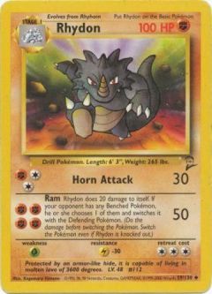 Pokemon Card - Base 2 Set 59/130 - RHYDON (uncommon)