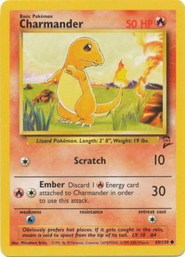 Pokemon Card - Base 2 Set 69/130 - CHARMANDER (common)